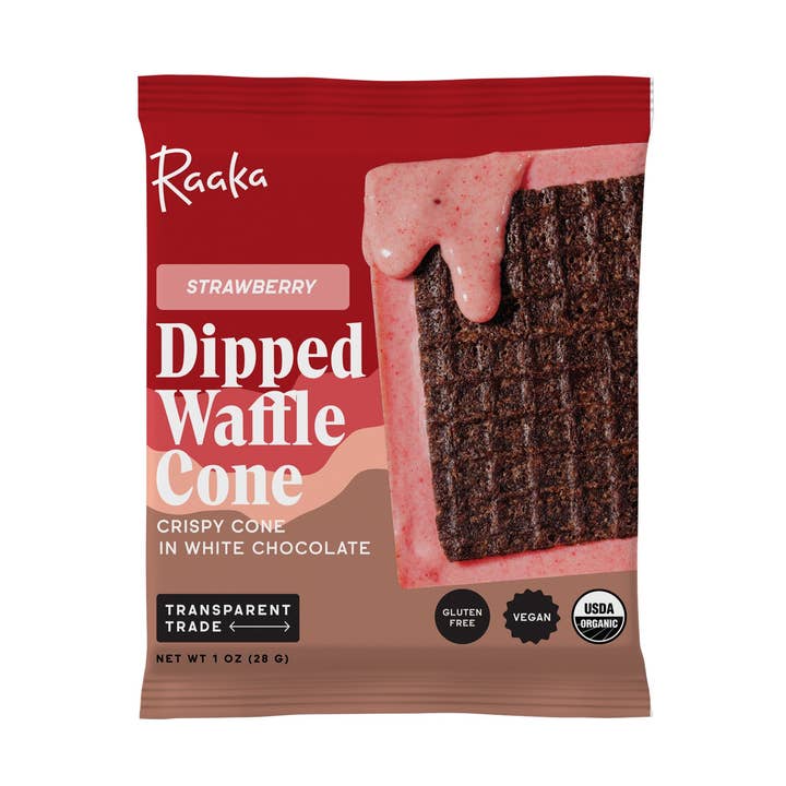 Raaka Strawberry Dipped Waffle Cone