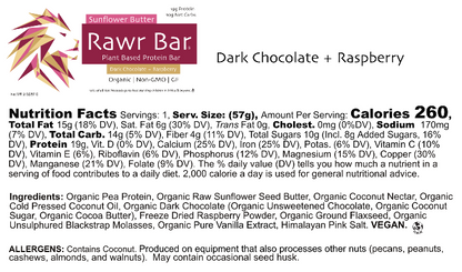 Rawr Bar | Dark Chocolate + Raspberry