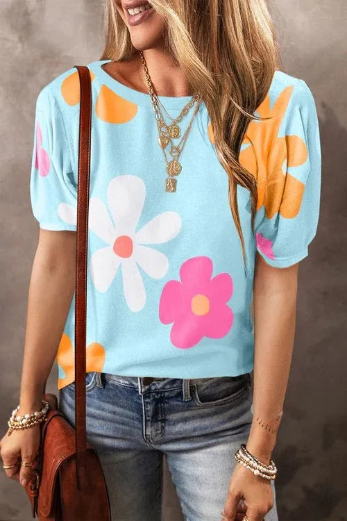 Flower Bubble Sleeve Tee