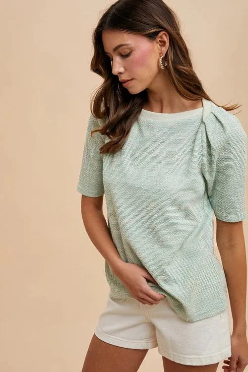 Textured Boatneck Knit Top