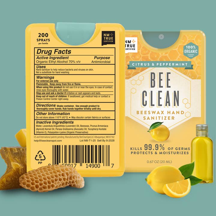 Bee Clean Citrus and Peppermint Hand Sanitizer Spray